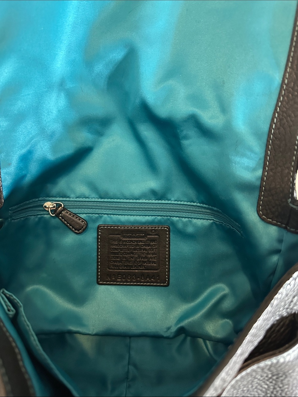 Black Leather Shoulder Bag with Brown Strap - Picture 4 of 6